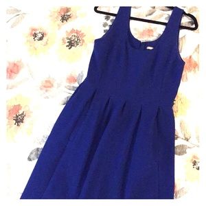 Ribbed + Pleated Cobalt Blue Banana Republic Dress
